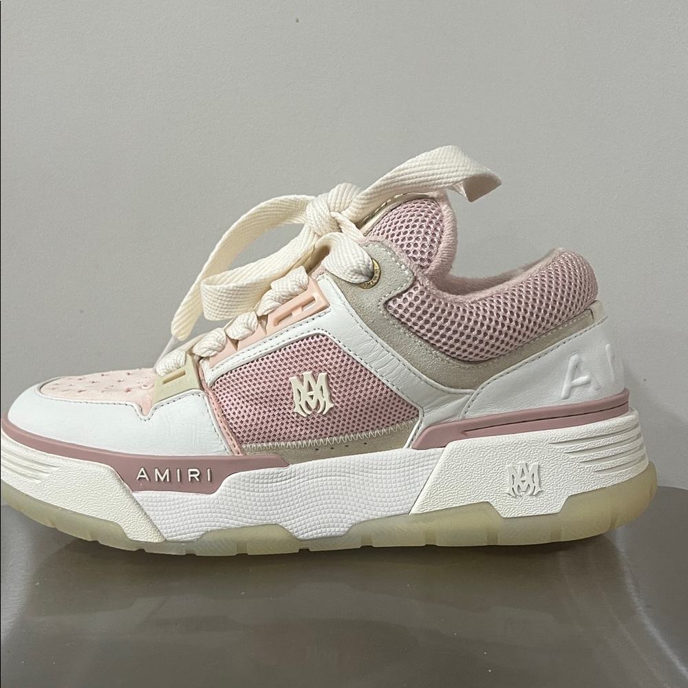 AMIRI Pink and Cream Lace-Up Sneakers